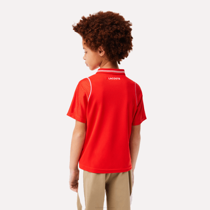 Boys Lacoste V0ZN3012 Red S5H Tennis x Daniil Medvedev Ultra-Dry Polo - Image 3