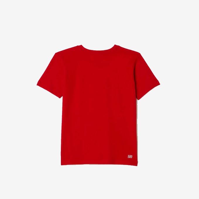 Boys Lacoste V0ZN3025 Red 240 SPORT Breathable Cotton Blend T-Shirt - Image 2