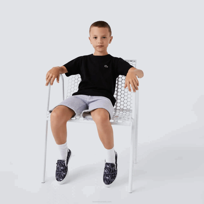 Boys Lacoste V0ZN3028 Black 031 SPORT Breathable Cotton Blend T-Shirt - Image 2
