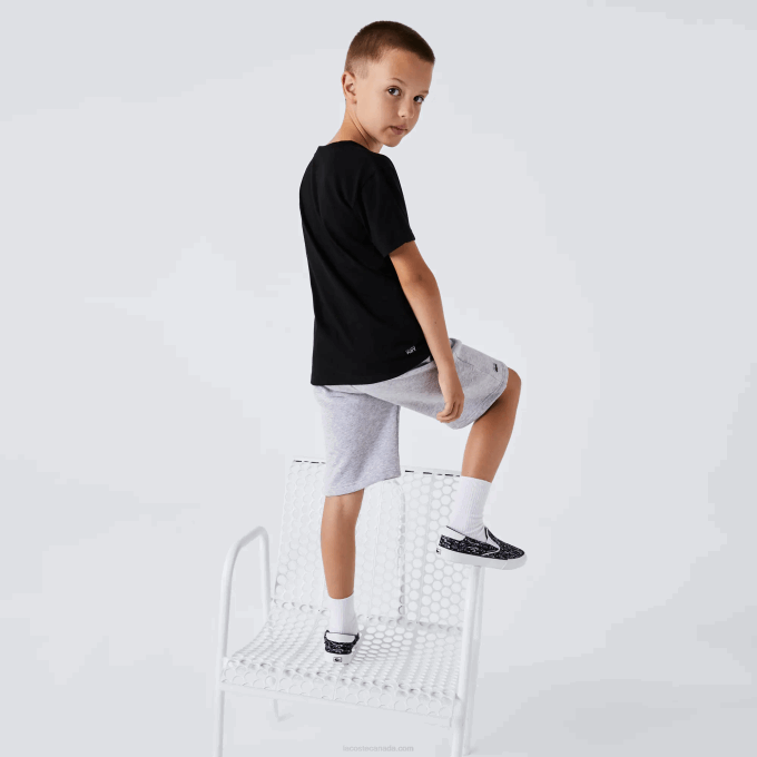 Boys Lacoste V0ZN3028 Black 031 SPORT Breathable Cotton Blend T-Shirt - Image 3