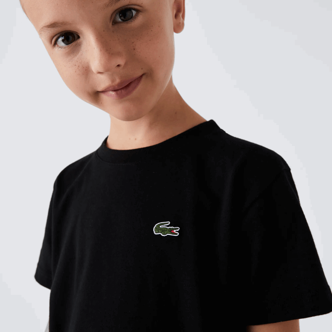 Boys Lacoste V0ZN3028 Black 031 SPORT Breathable Cotton Blend T-Shirt - Image 7