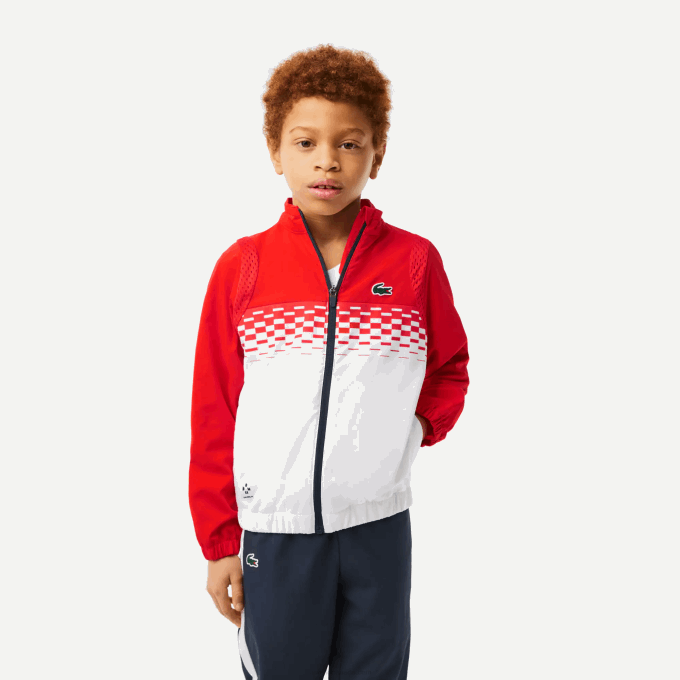 Boys Lacoste V0ZN3043 Red White Blue CF1 Tennis x Daniil Medvedev Jogger Set - Image 2