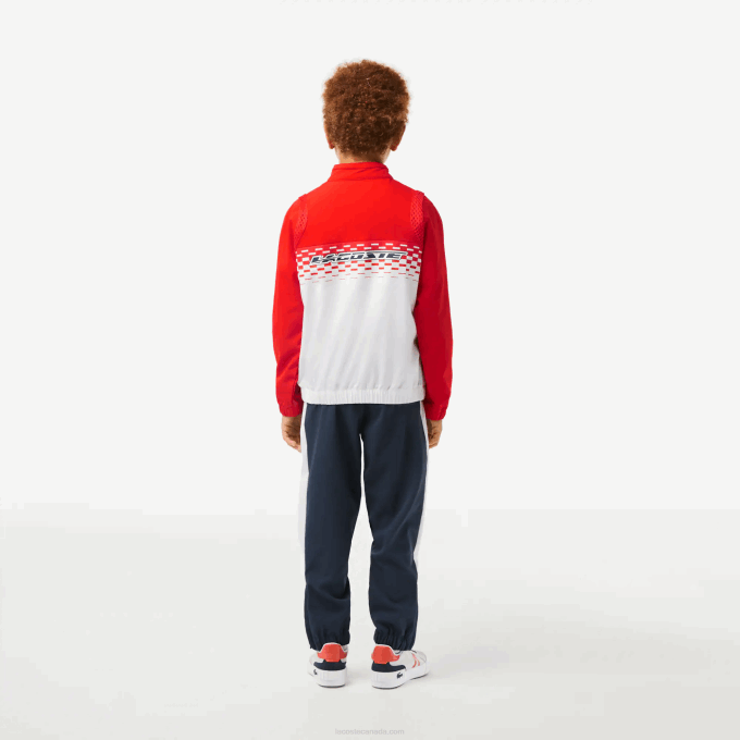 Boys Lacoste V0ZN3043 Red White Blue CF1 Tennis x Daniil Medvedev Jogger Set - Image 3