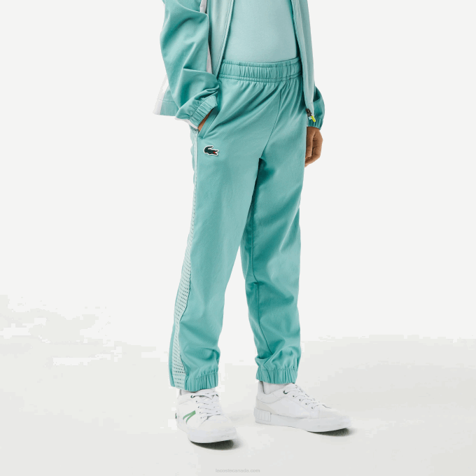 Boys Lacoste V0ZN3046 Light Green White Yellow XIA Tennis Colorblock Jogger Set - Image 5
