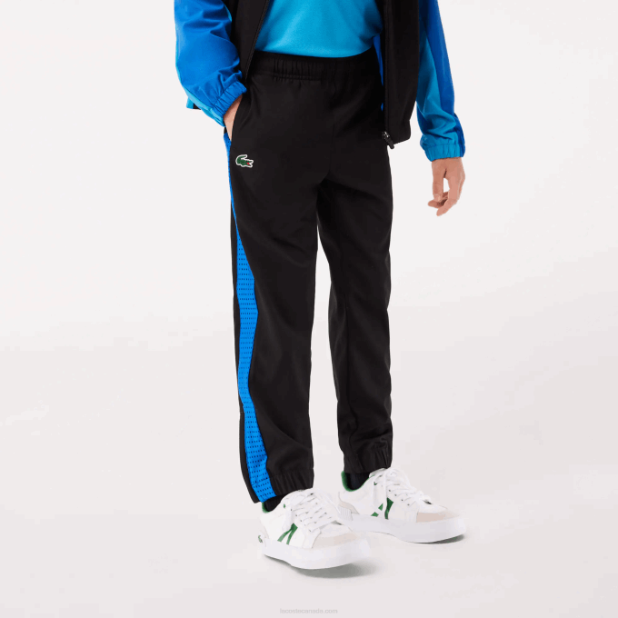 Boys Lacoste V0ZN3047 Black Blue Yellow AYF Tennis Colorblock Jogger Set - Image 7