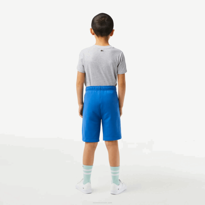 Boys Lacoste V0ZN3087 Blue KXB Organic Cotton Contrast Branding Shorts - Image 3