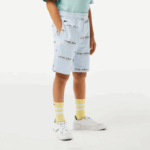 Boys Lacoste V0ZN3102 Light Blue T01 Shorts in Printed Organic Cotton Flannel - Image 2