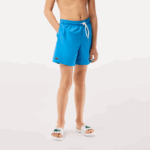 Boys Lacoste V0ZN3103 Blue Green WII Quick-Dry Solid Swim Shorts - Image 2