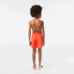 Boys Lacoste V0ZN3104 Orange Green WIG Quick-Dry Solid Swim Shorts - Image 3