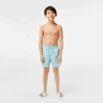 Boys Lacoste V0ZN3108 Mint LGF Printed Recycled Polyester Swim Trunks