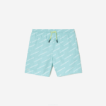 Boys Lacoste V0ZN3108 Mint LGF Printed Recycled Polyester Swim Trunks - Image 4