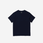 Boys Lacoste V0ZN3118 Navy Blue 166 Crew Neck Crocodile Lettering Cotton T-Shirt - Image 2