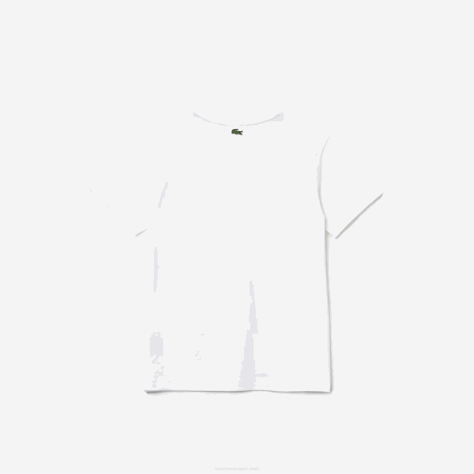 Boys Lacoste V0ZN3119 White 001 Crew Neck Crocodile Lettering Cotton T-Shirt - Image 2