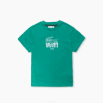 Boys Lacoste V0ZN3120 Green HD2 Crew Neck Crocodile Lettering Cotton T-Shirt