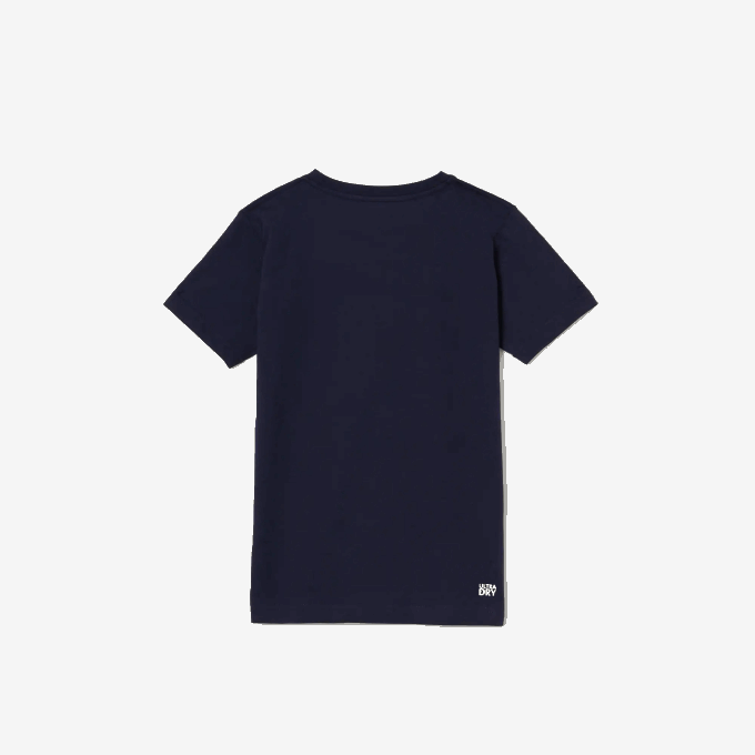 Boys Lacoste V0ZN3138 Navy Blue 166 SPORT Breathable Cotton Blend T-Shirt - Image 2