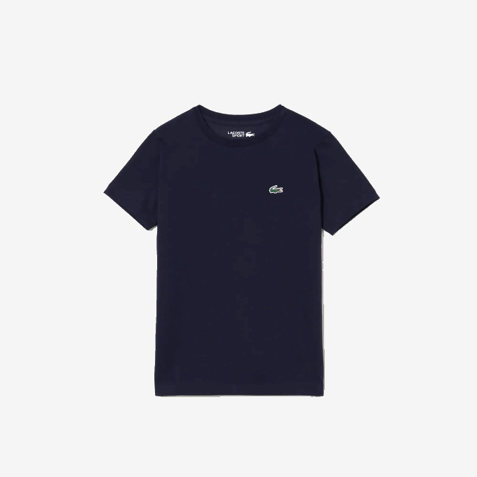 Boys Lacoste V0ZN3138 Navy Blue 166 SPORT Breathable Cotton Blend T-Shirt - Image 1