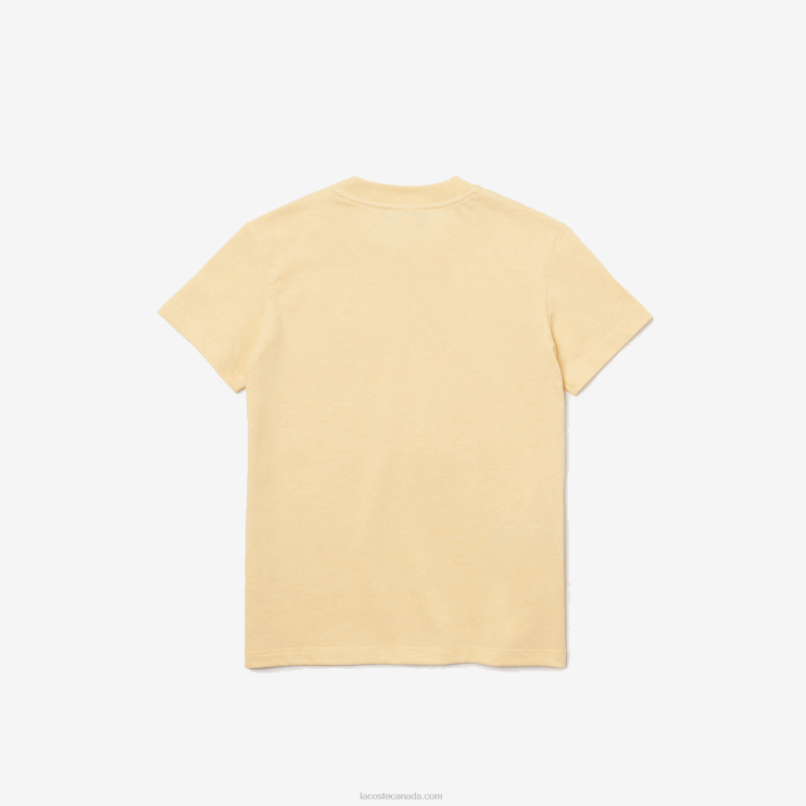 Boys Lacoste V0ZN3142 Yellow HBZ Organic Cotton Pique T-Shirt - Image 2