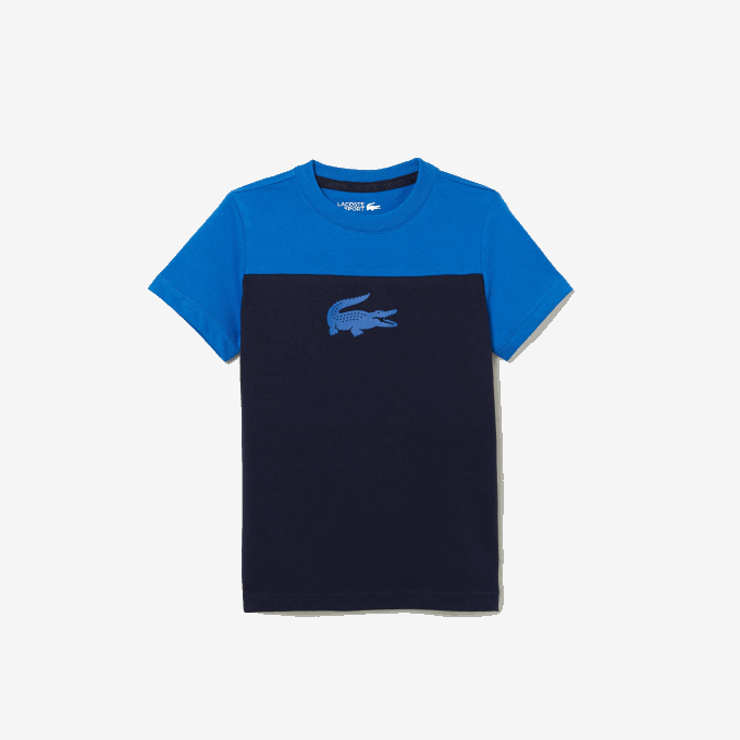 Boys Lacoste V0ZN3147 Navy Blue 976 SPORT Jersey T-Shirt - Image 1