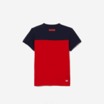 Boys Lacoste V0ZN3148 Navy Blue Red 551 SPORT Jersey T-Shirt - Image 2