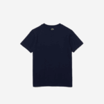 Boys Lacoste V0ZN3152 Navy Blue 166 Crew Neck Vintage Logo Cotton T-Shirt - Image 2