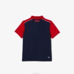 Boys Lacoste V0ZN3163 Red Navy Blue 528 SPORT Ultra-Dry Pique Polo - Image 2