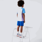 Boys Lacoste V0ZN3168 White Navy Blue Purple 6HU SPORT Regular Fit Mesh Detail Tennis Polo - Image 3