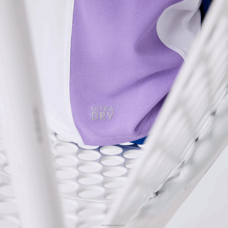 Boys Lacoste V0ZN3168 White Navy Blue Purple 6HU SPORT Regular Fit Mesh Detail Tennis Polo - Image 7