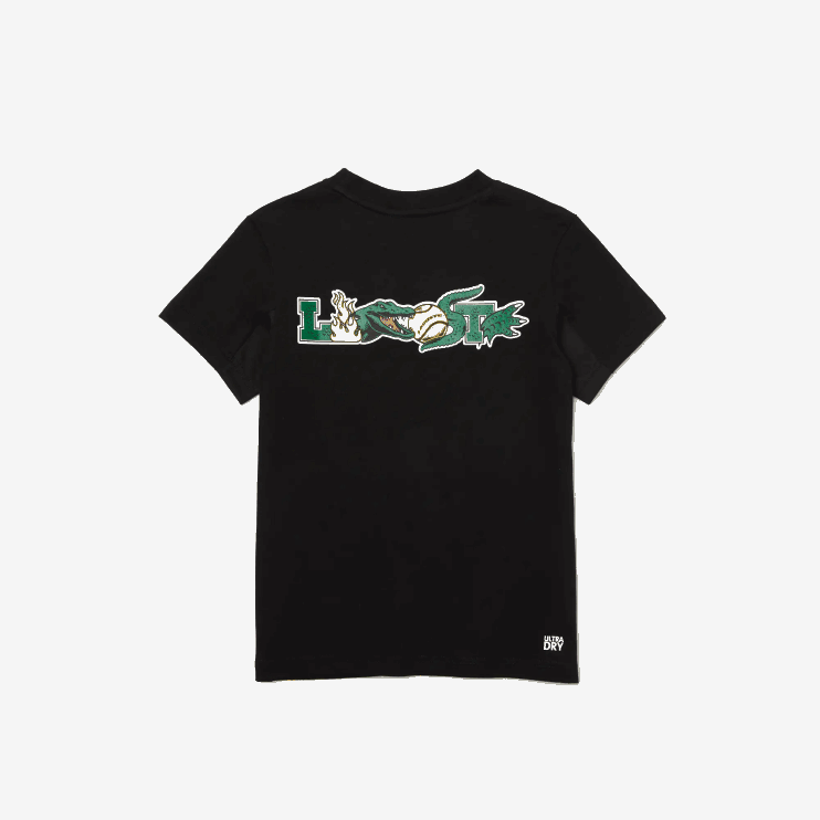 Boys Lacoste V0ZN3170 Black 031 SPORT Jersey Tennis T-Shirt - Image 2