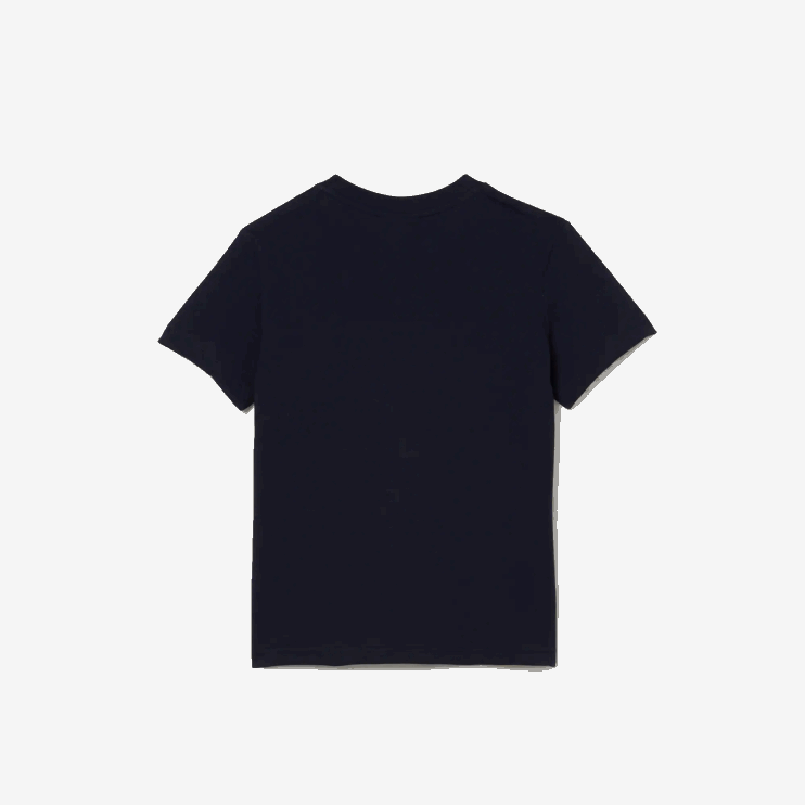 Boys Lacoste V0ZN3180 Navy Blue White Red LAW Color-Block Cotton Jersey T-Shirt - Image 2