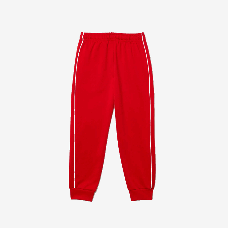 Boys Lacoste V0ZN3229 Red White C9U Heritage Fleece Jogging Pants - Image 2