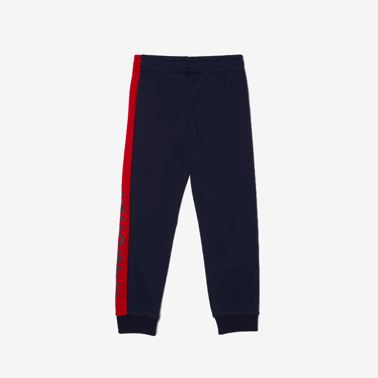 Boys Lacoste V0ZN3243 Navy Blue Red K1H Cotton Fleece Blend Jogging Pants - Image 2