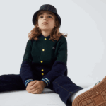 Boys Lacoste V0ZN3247 Navy Blue Green 7QK Striped Organic Cotton Varsity Jacket