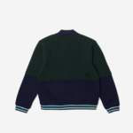 Boys Lacoste V0ZN3247 Navy Blue Green 7QK Striped Organic Cotton Varsity Jacket - Image 5