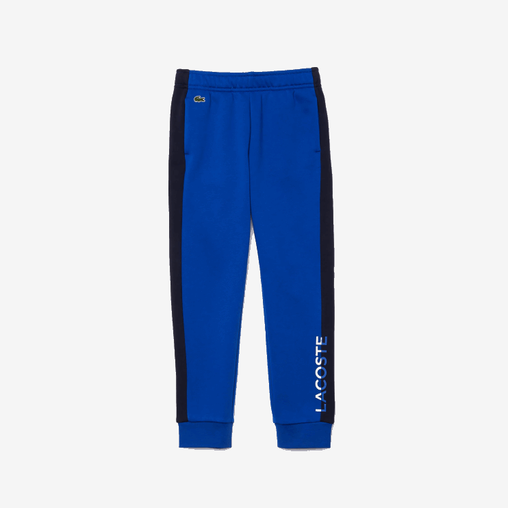 Boys Lacoste V0ZN3254 Navy Blue MT5 Color-Blcoked Fleece Track Pants - Image 1