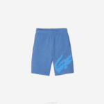 Boys Lacoste V0ZN3293 Blue Chine HG3 Oversized Crocodile Print Flecked Organic Cotton Shorts