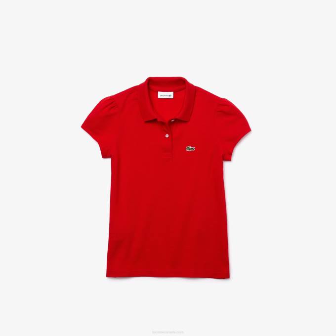 girls_lacoste_v0zn2948_red_240_scalloped_collar_mini_pique_polo.jpg Girls Lacoste V0ZN2948 Red 240 Scalloped Collar Mini Pique Polo - Image 1