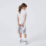 Girls Lacoste V0ZN2950 White 001 Scalloped Collar Mini Pique Polo - Image 3