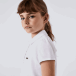 Girls Lacoste V0ZN2950 White 001 Scalloped Collar Mini Pique Polo - Image 4