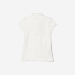 Girls Lacoste V0ZN2950 White 001 Scalloped Collar Mini Pique Polo - Image 6