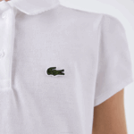 Girls Lacoste V0ZN2950 White 001 Scalloped Collar Mini Pique Polo - Image 7