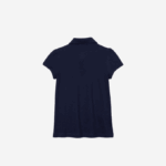 Girls Lacoste V0ZN2951 Navy Blue 166 Scalloped Collar Mini Pique Polo - Image 5