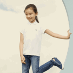Girls Lacoste V0ZN2951 Navy Blue 166 Scalloped Collar Mini Pique Polo - Image 6