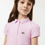 Girls Lacoste V0ZN2961 Pink Z4H Scalloped Collar Mini Pique Polo - Image 2