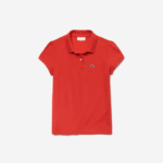 Girls Lacoste V0ZN2963 Red ADX Scalloped Collar Mini Pique Polo
