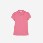 Girls Lacoste V0ZN3037 Pink 2R3 Scalloped Collar Mini Pique Polo