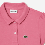 Girls Lacoste V0ZN3037 Pink 2R3 Scalloped Collar Mini Pique Polo - Image 3