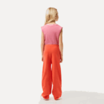 Girls Lacoste V0ZN3059 Orange 02K Wide Leg Track Pants - Image 3