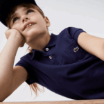 Girls Lacoste V0ZN3083 Navy Blue 166 Cotton Polo Dress - Image 2