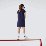 Girls Lacoste V0ZN3083 Navy Blue 166 Cotton Polo Dress - Image 3