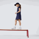 Girls Lacoste V0ZN3083 Navy Blue 166 Cotton Polo Dress - Image 4
